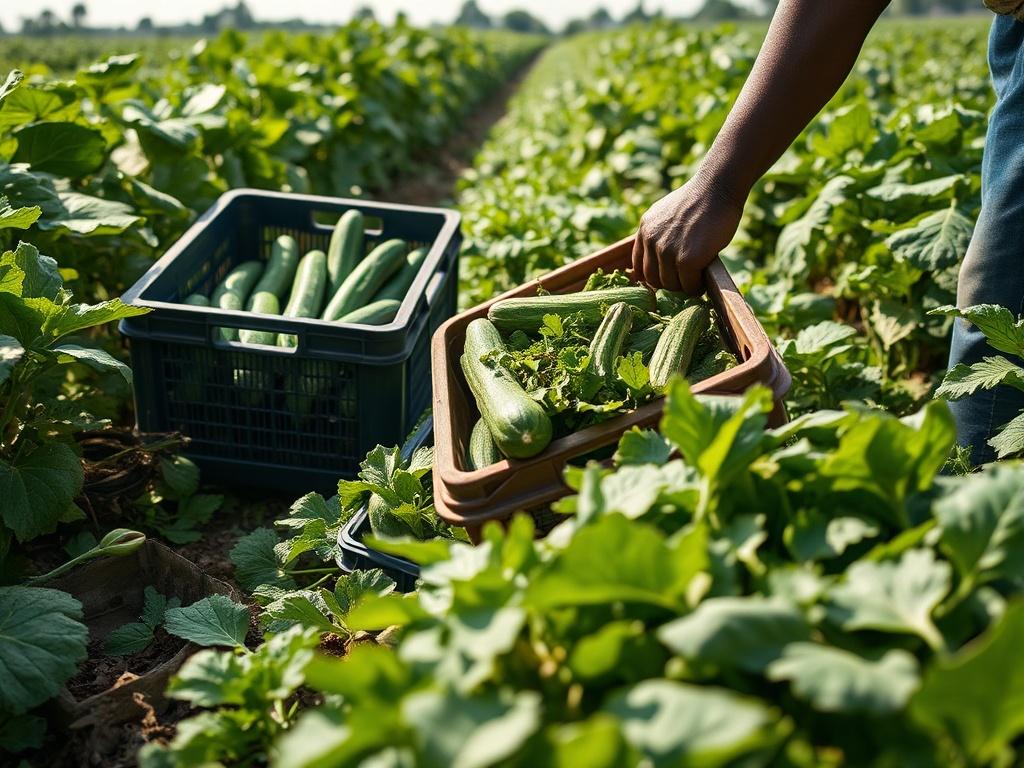 Fresh vegetables being harvested on a farm