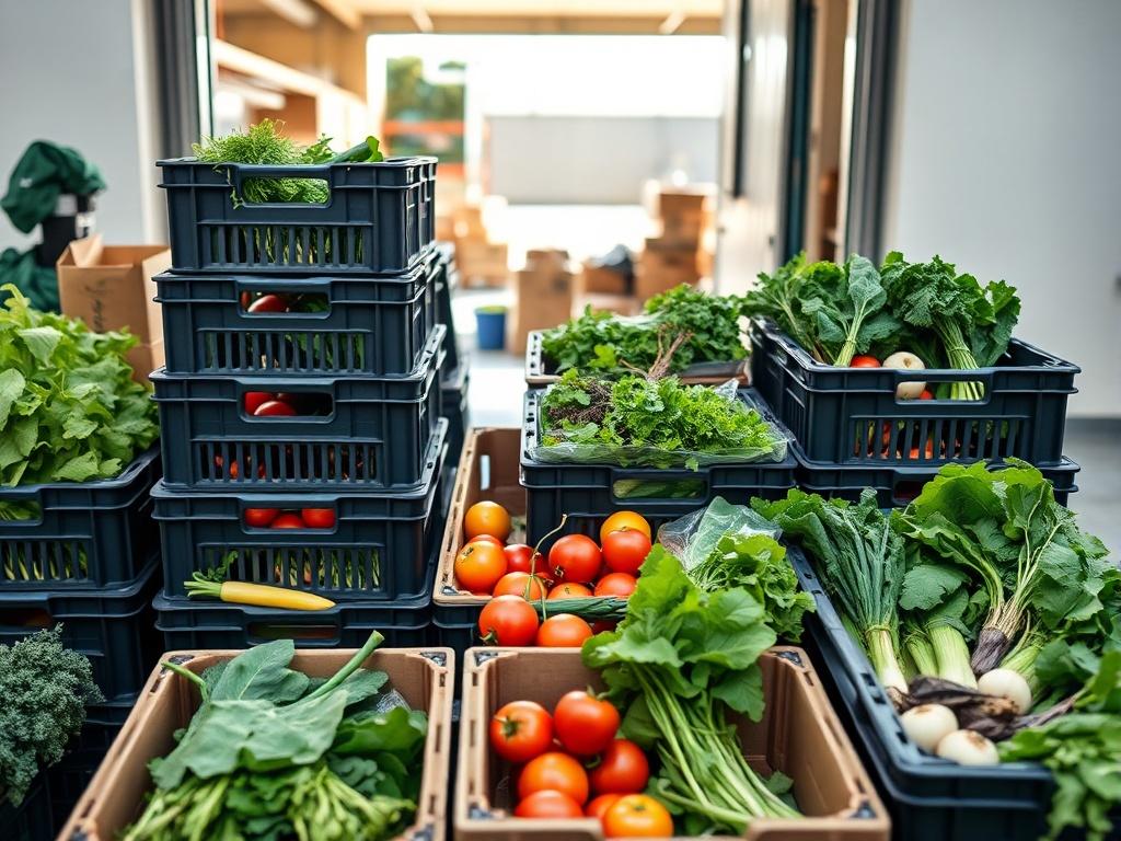 Boxes of fresh produce ready for delivery