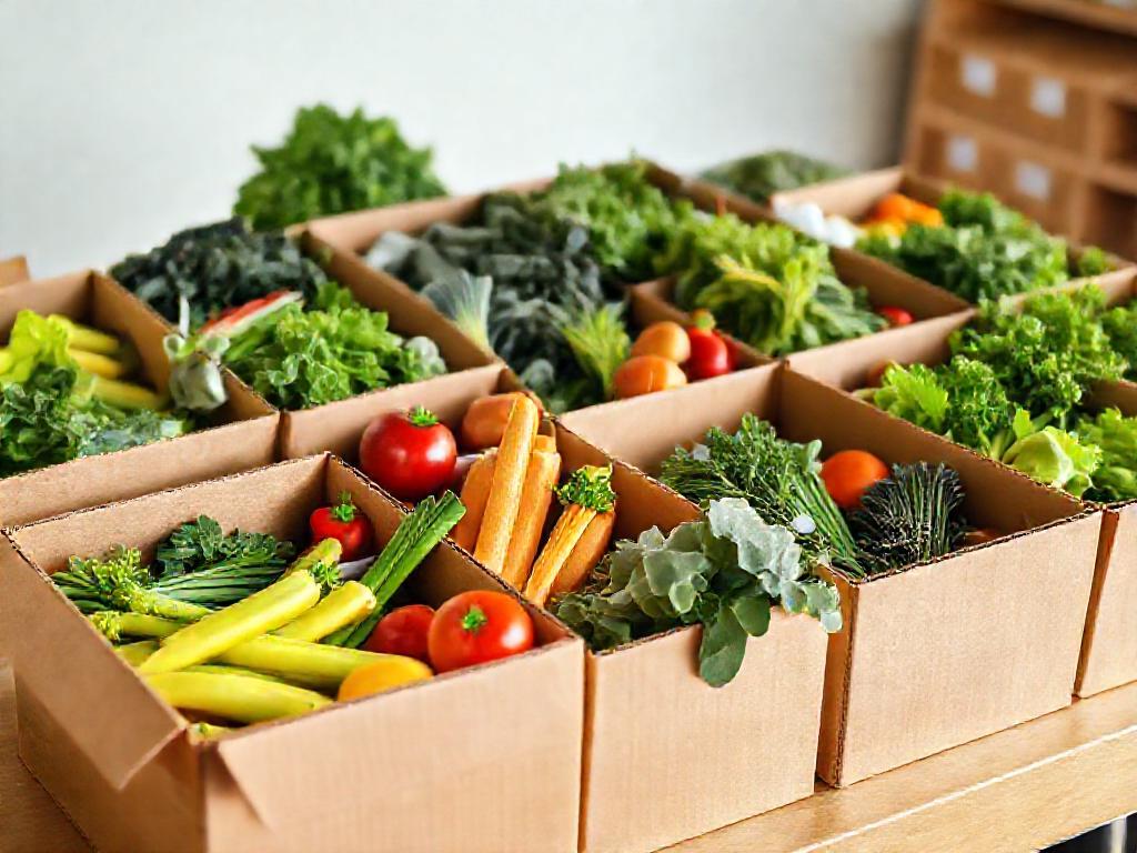 Fresh produce being packed for delivery
